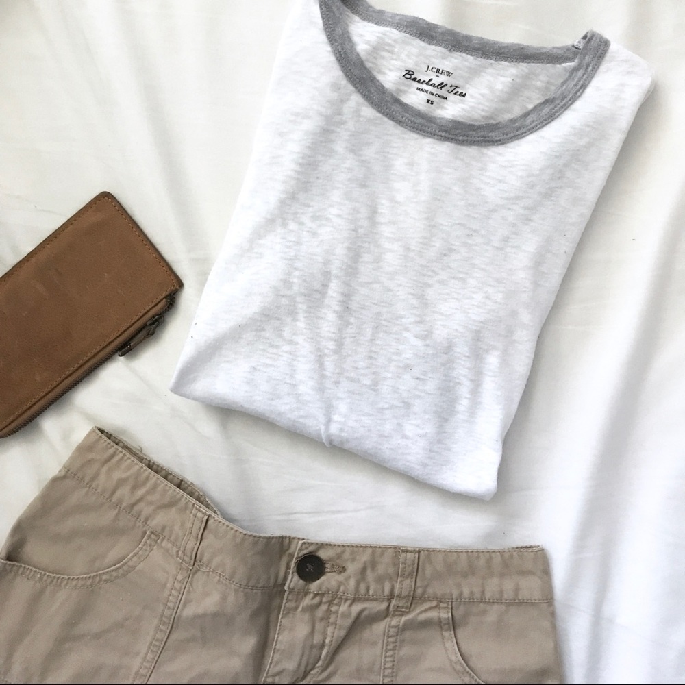 J. Crew White and Grey Baseball Tee in size XS